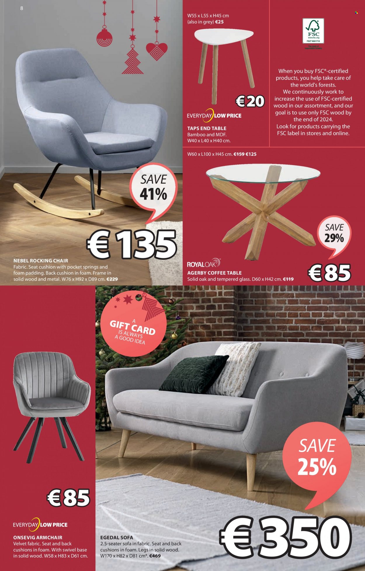 thumbnail - JYSK offer  - 28.10.2021 - 10.11.2021 - Sales products - chair, arm chair, rocking chair, sofa, coffee table, end table, cushion. Page 8.