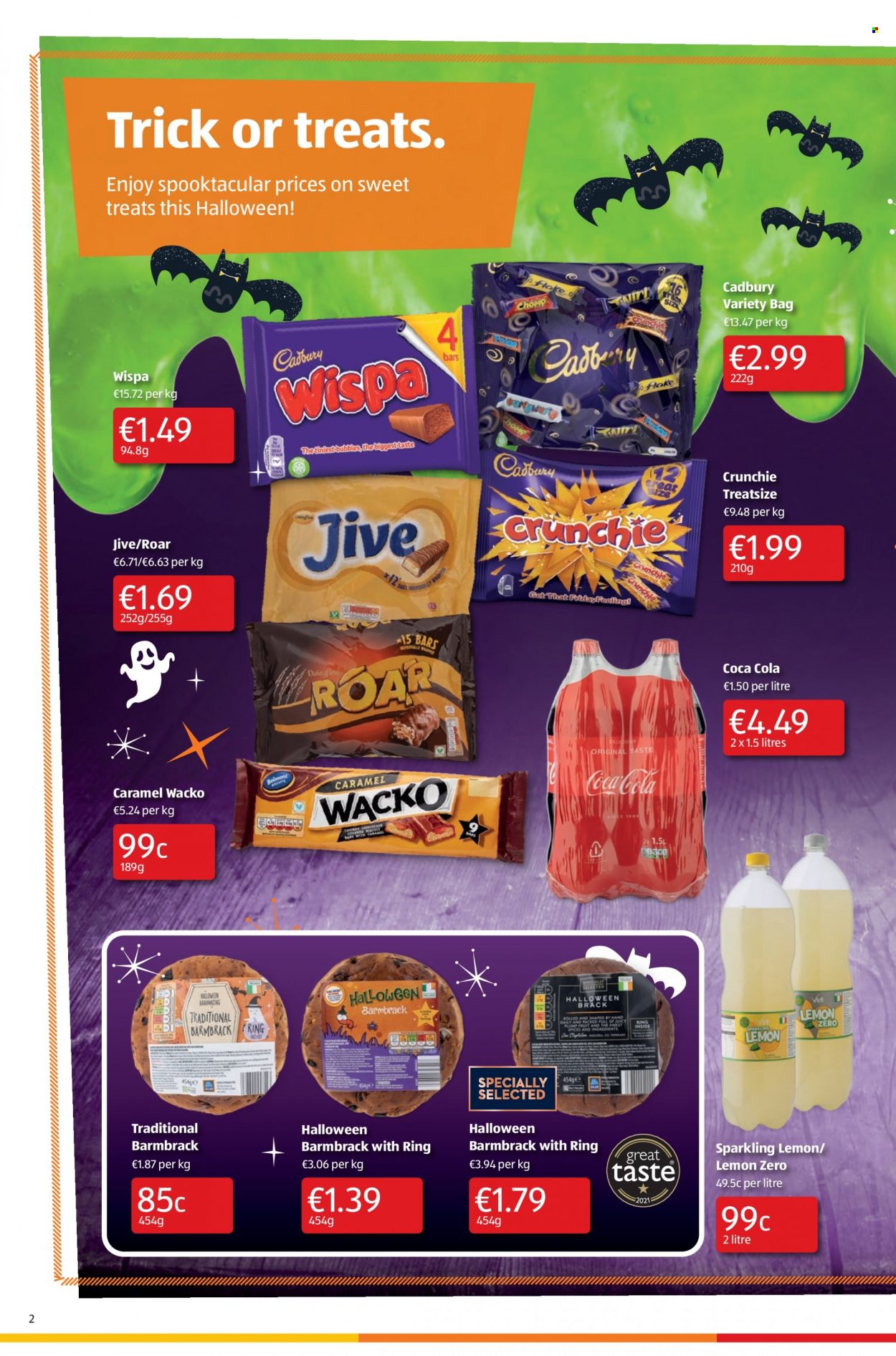 thumbnail - Aldi offer  - 04.11.2021 - 10.11.2021 - Sales products - Cadbury, caramel, Coca-Cola, Halloween. Page 2.