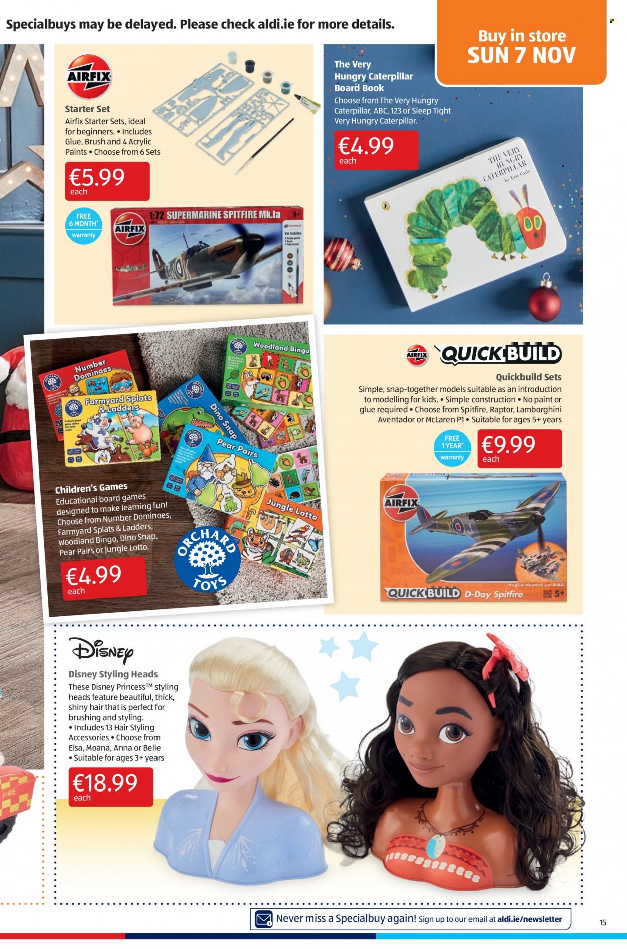 thumbnail - Aldi offer  - 04.11.2021 - 10.11.2021 - Sales products - pears, Disney, book, Lotto, paint. Page 15.