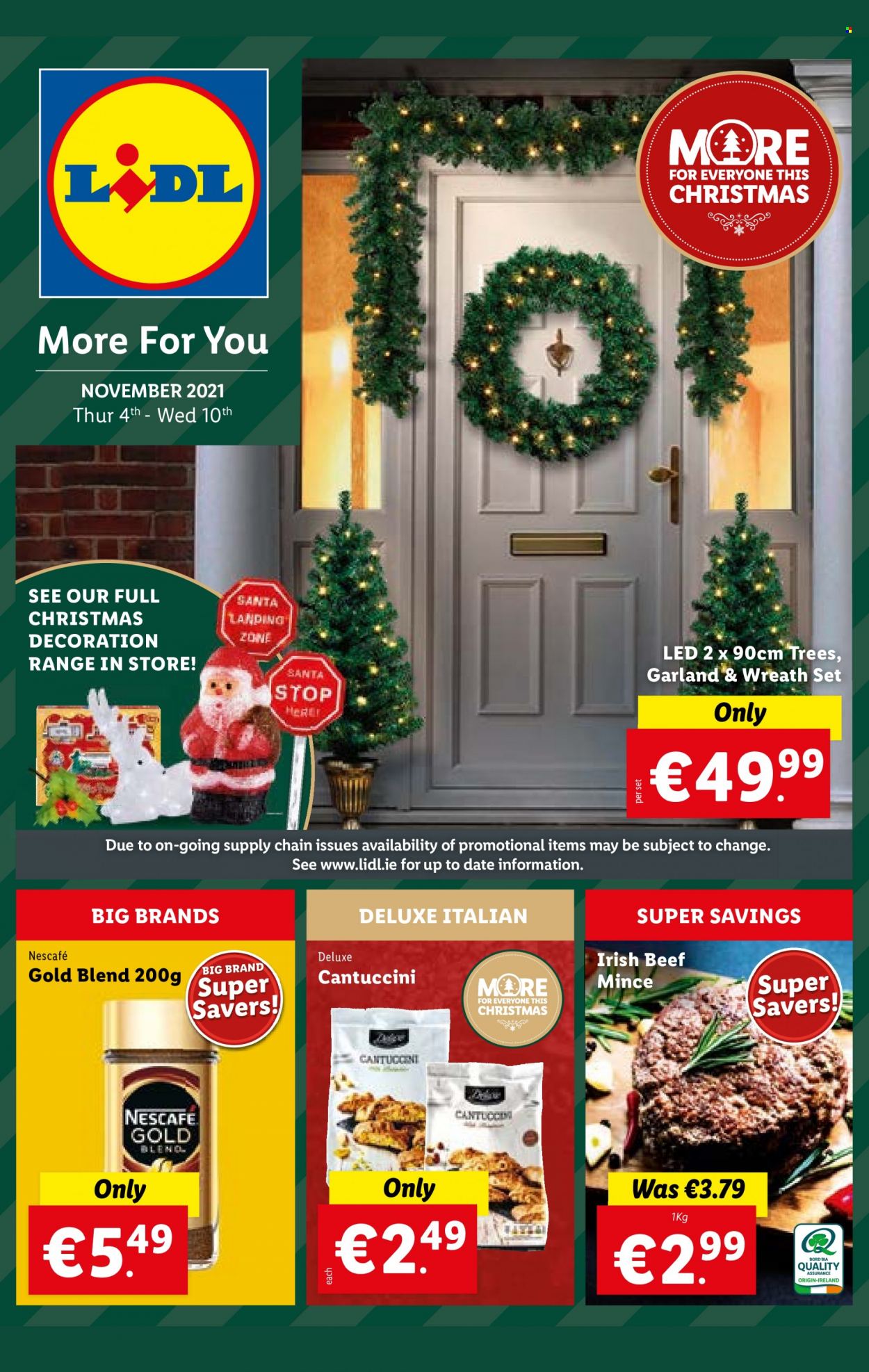 thumbnail - Lidl offer  - 04.11.2021 - 10.11.2021 - Sales products - Santa Claus, wreath, garland, Santa, Nescafé. Page 1.