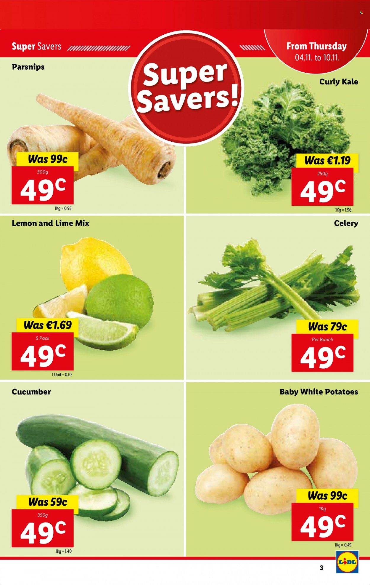 thumbnail - Lidl offer  - 04.11.2021 - 10.11.2021 - Sales products - celery, kale, potatoes, parsnips. Page 3.