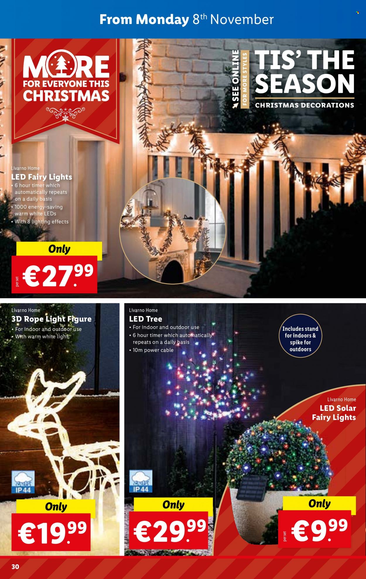 thumbnail - Lidl offer  - 04.11.2021 - 10.11.2021 - Sales products - LED tree, rope light. Page 30.