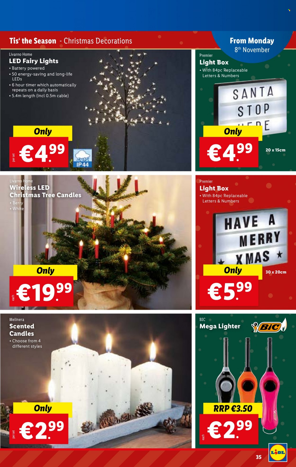 thumbnail - Lidl offer  - 04.11.2021 - 10.11.2021 - Sales products - christmas tree, Santa, BIC, candle. Page 35.