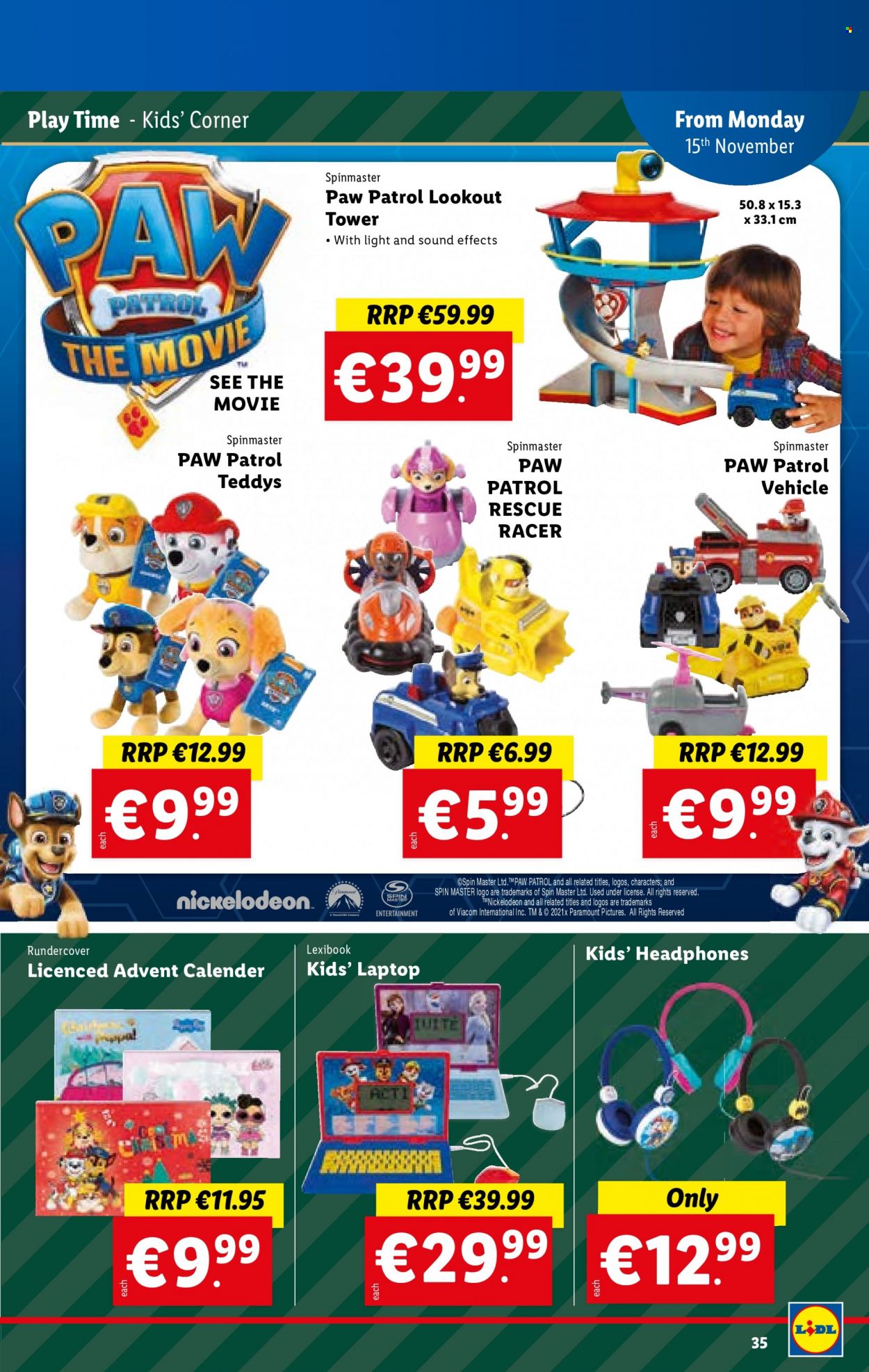 thumbnail - Lidl offer  - 11.11.2021 - 17.11.2021 - Sales products - Paw Patrol, laptop, headphones, vehicle, Lexibook. Page 35.