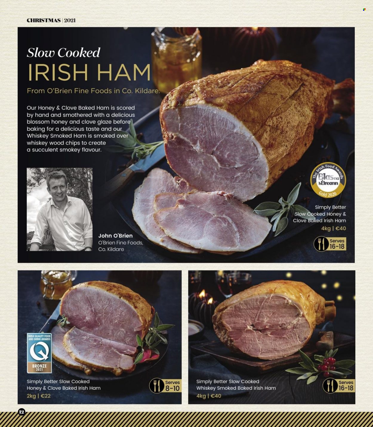 thumbnail - Dunnes Stores offer  - Sales products - ham, smoked ham, Blossom, chips, cloves, honey, whiskey, whisky. Page 12.
