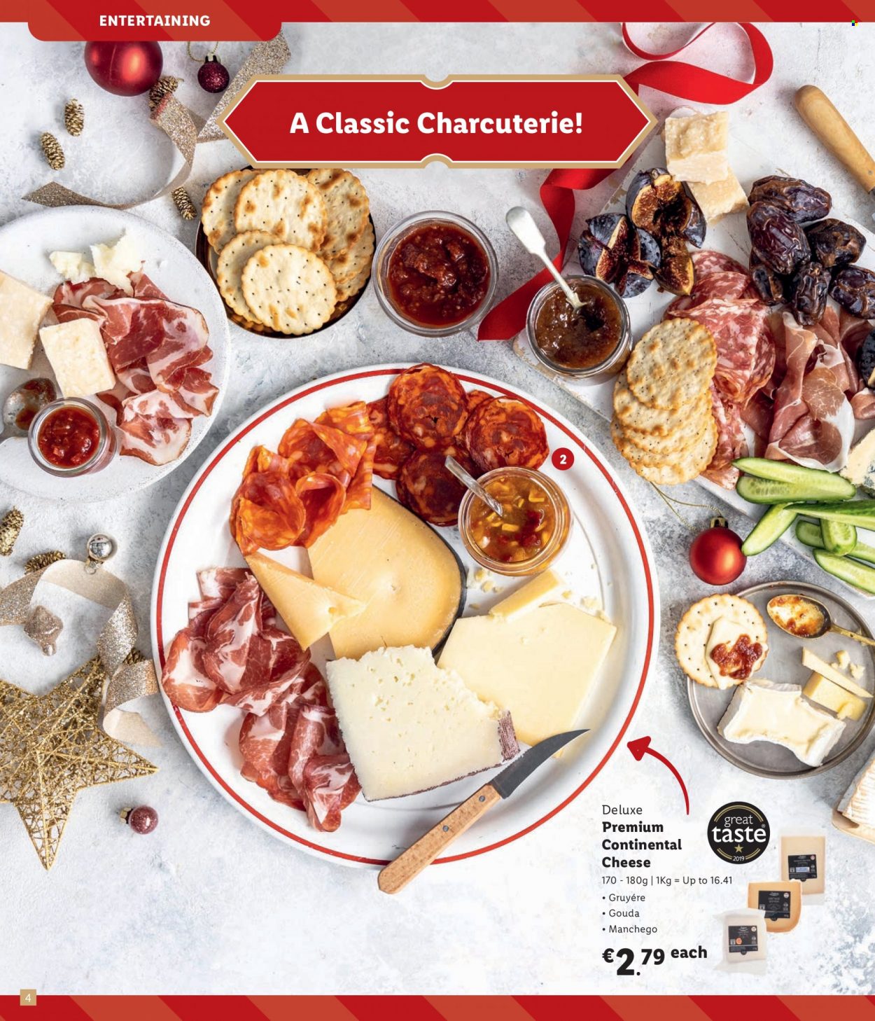 thumbnail - Lidl offer  - Sales products - Continental, gouda, Gruyere, Manchego, cheese. Page 4.