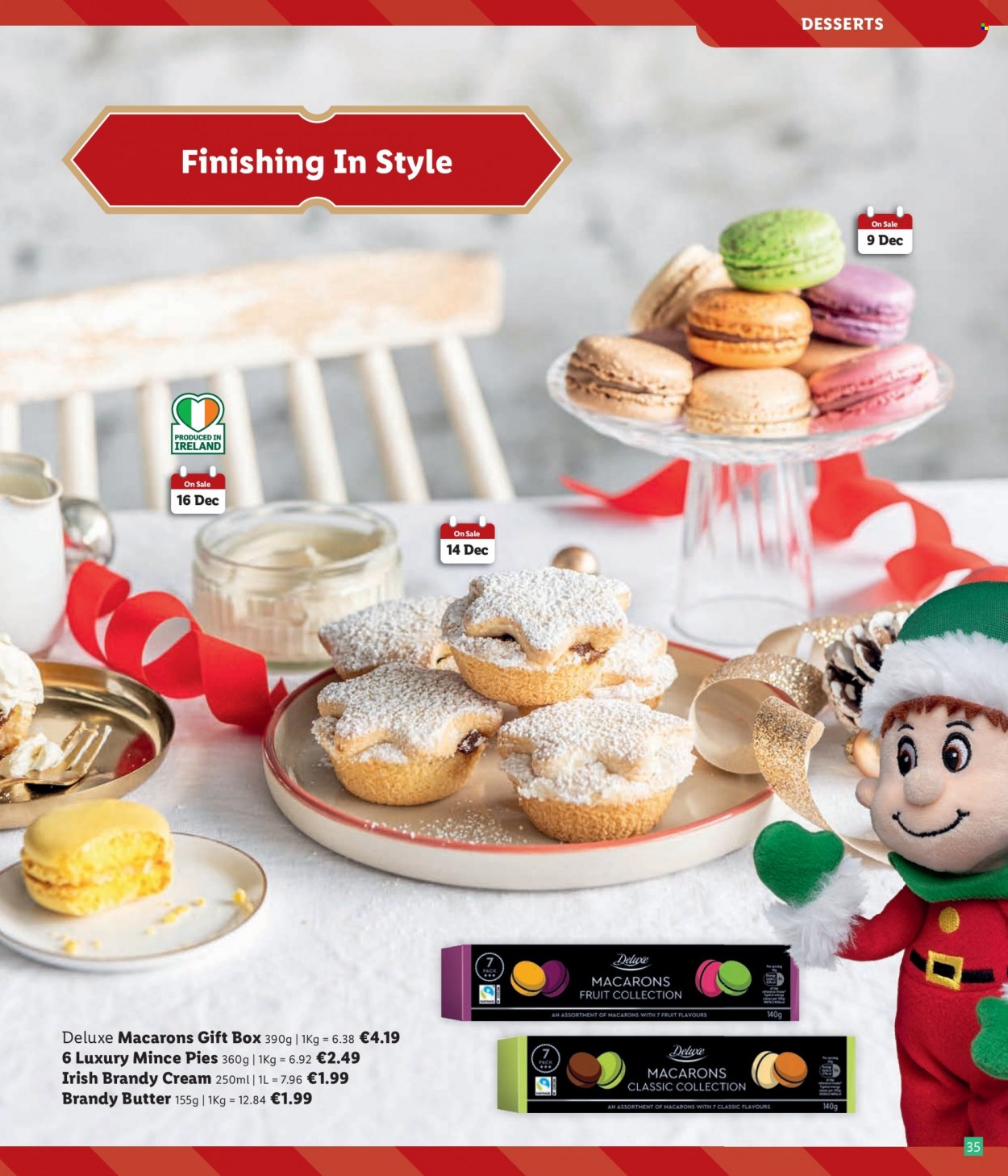 thumbnail - Lidl offer  - Sales products - macaroons, butter, brandy, gift box. Page 35.
