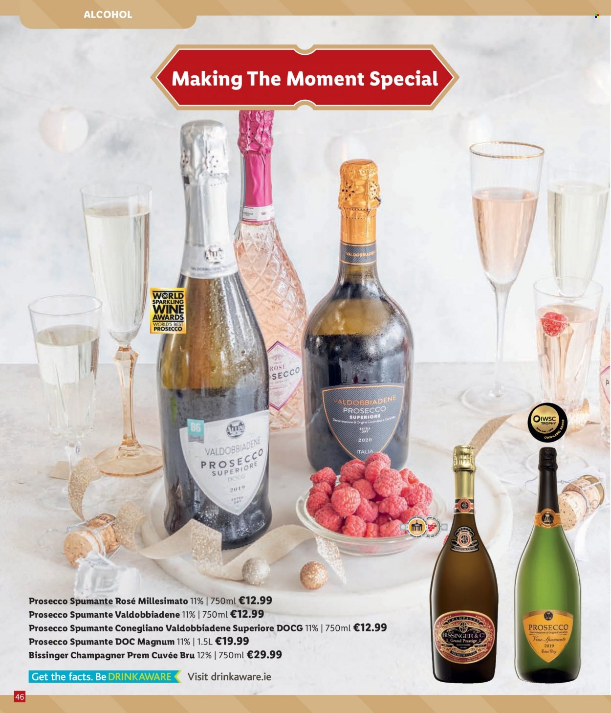 thumbnail - Lidl offer  - Sales products - Magnum, flour, sparkling wine, spumante, prosecco, wine, Cuvée, alcohol, rosé wine. Page 46.