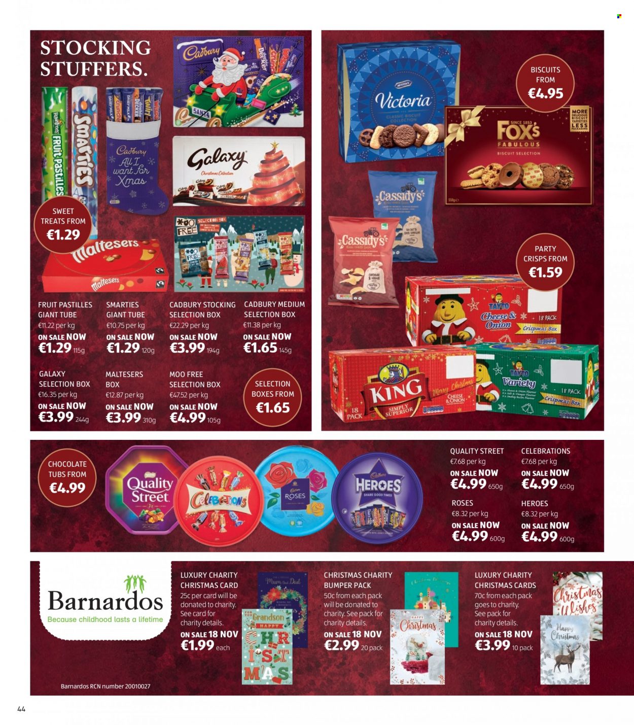 thumbnail - Aldi offer  - Sales products - chocolate, Smarties, Celebration, biscuit, Maltesers, Cadbury, pastilles, rose. Page 44.