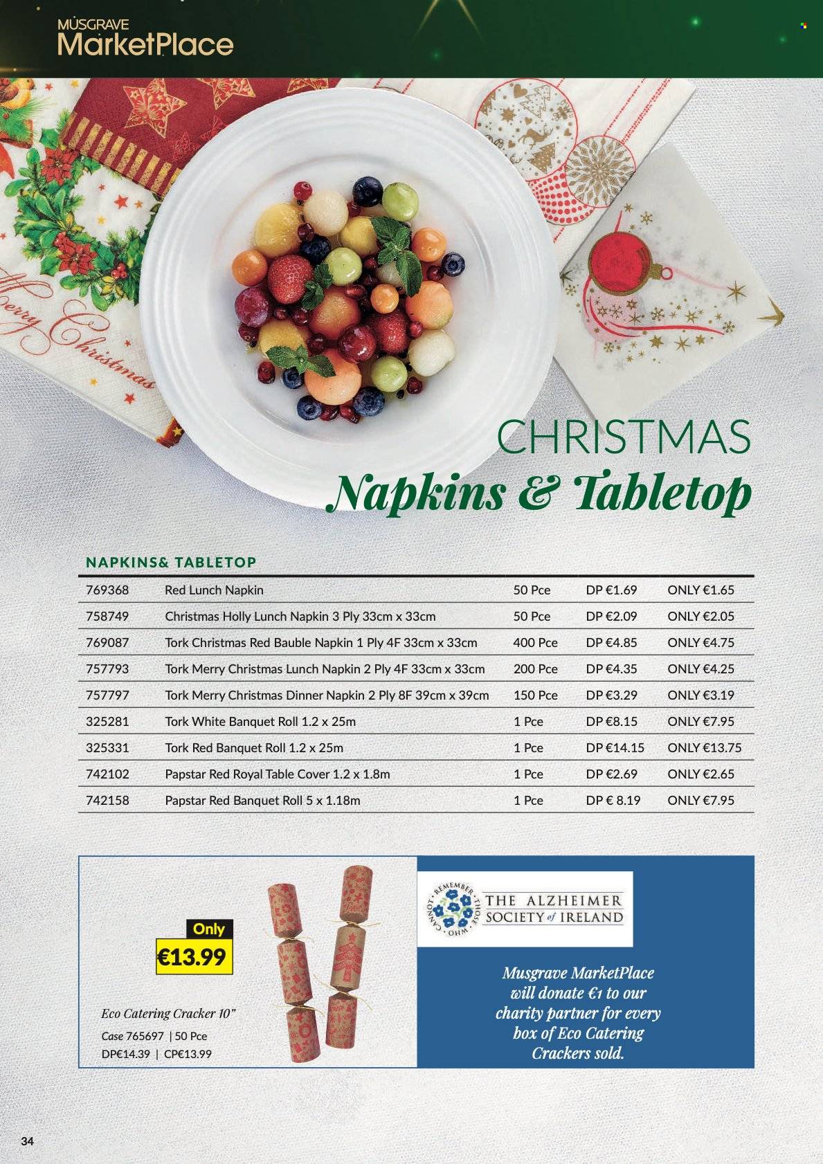 thumbnail - MUSGRAVE Market Place offer  - 14.11.2021 - 08.01.2022 - Sales products - crackers, napkins, bauble. Page 34.