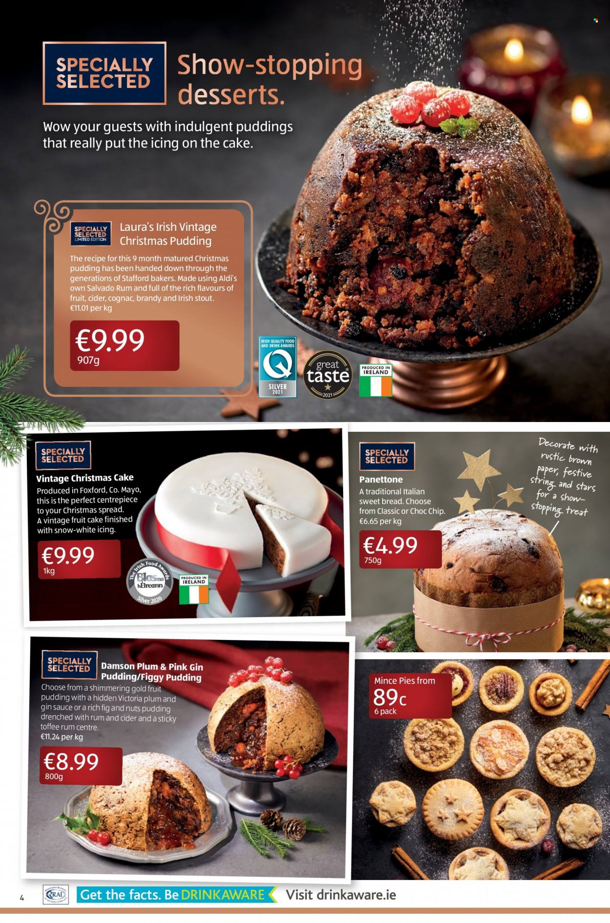 thumbnail - Aldi offer  - 25.11.2021 - 01.12.2021 - Sales products - bread, cake, panettone, sweet bread, christmas cake, pudding, toffee, Victoria Sponge, brandy, cognac, gin, rum, cider, paper, Bakers. Page 6.