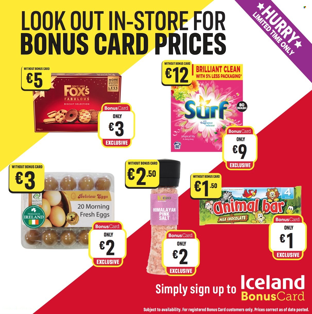 thumbnail - Iceland offer  - Sales products - eggs, milk chocolate, chocolate, biscuit, spice. Page 1.