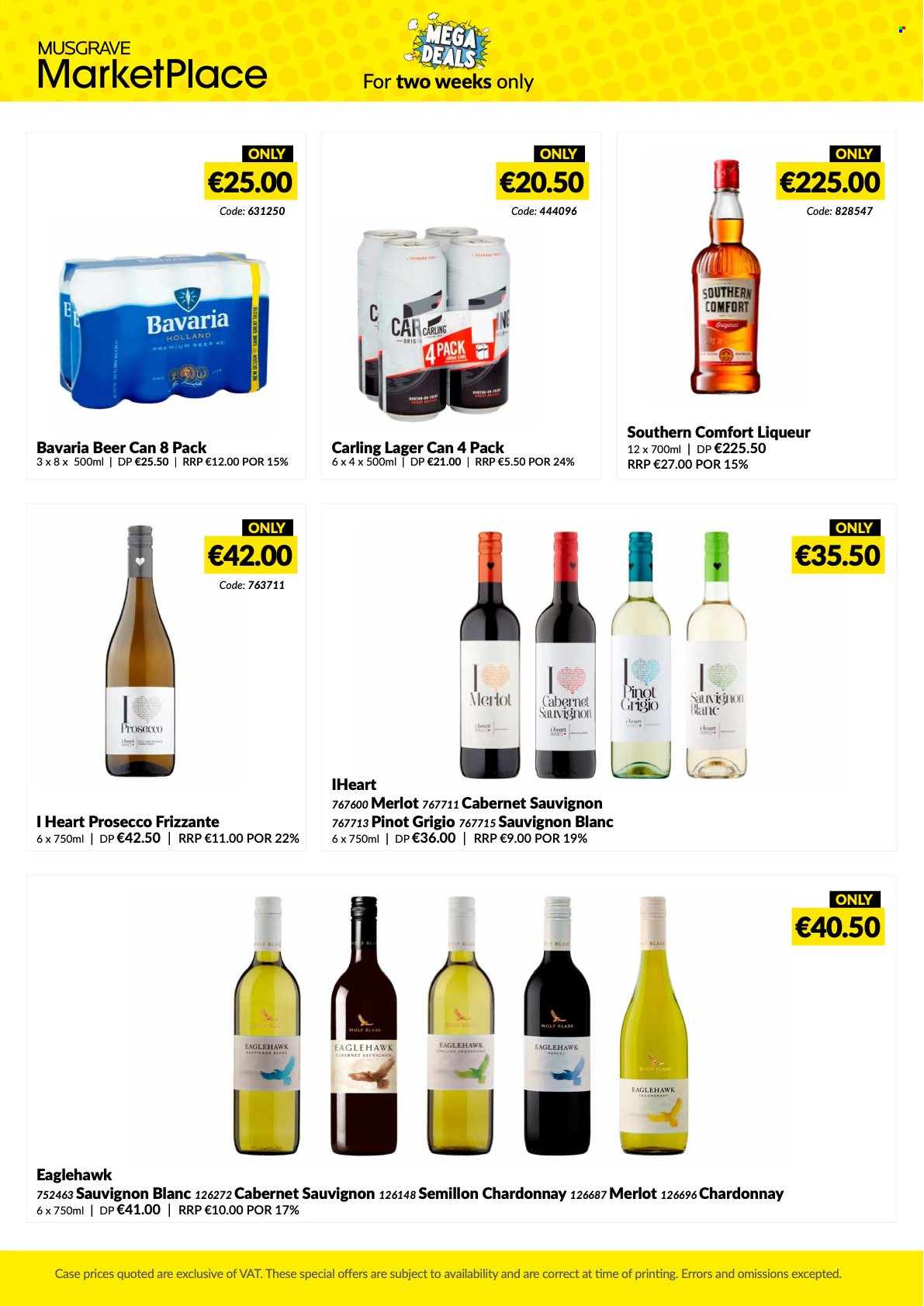 thumbnail - MUSGRAVE Market Place offer  - 21.11.2021 - 04.12.2021 - Sales products - Cabernet Sauvignon, red wine, white wine, prosecco, Chardonnay, wine, Merlot, Pinot Grigio, Sauvignon Blanc, liqueur, beer, Carling, Lager. Page 3.