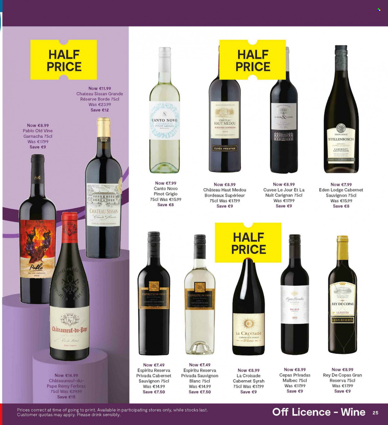 thumbnail - SuperValu offer  - 25.11.2021 - 08.12.2021 - Sales products - Cabernet Sauvignon, red wine, white wine, wine, Cuvée, Rey de Copas, Pablo, Syrah, Pinot Grigio, Sauvignon Blanc. Page 25.