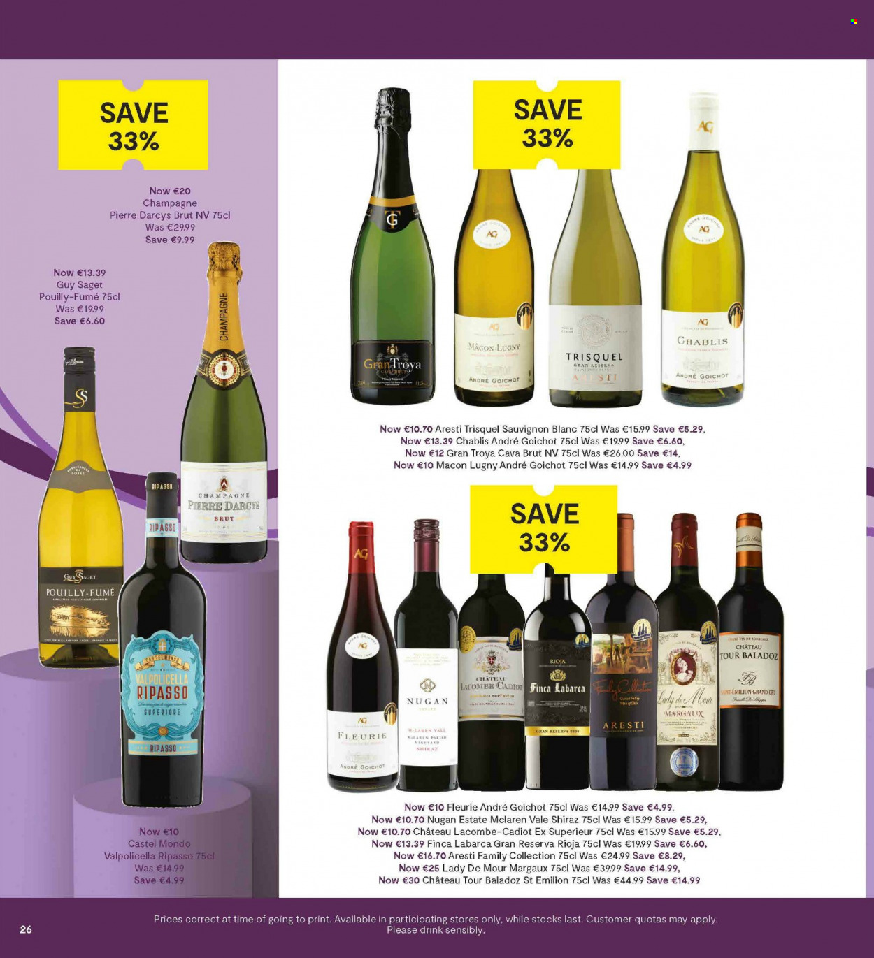 thumbnail - SuperValu offer  - 25.11.2021 - 08.12.2021 - Sales products - red wine, white wine, champagne, wine, Finca Labarca, Shiraz, Sauvignon Blanc. Page 26.