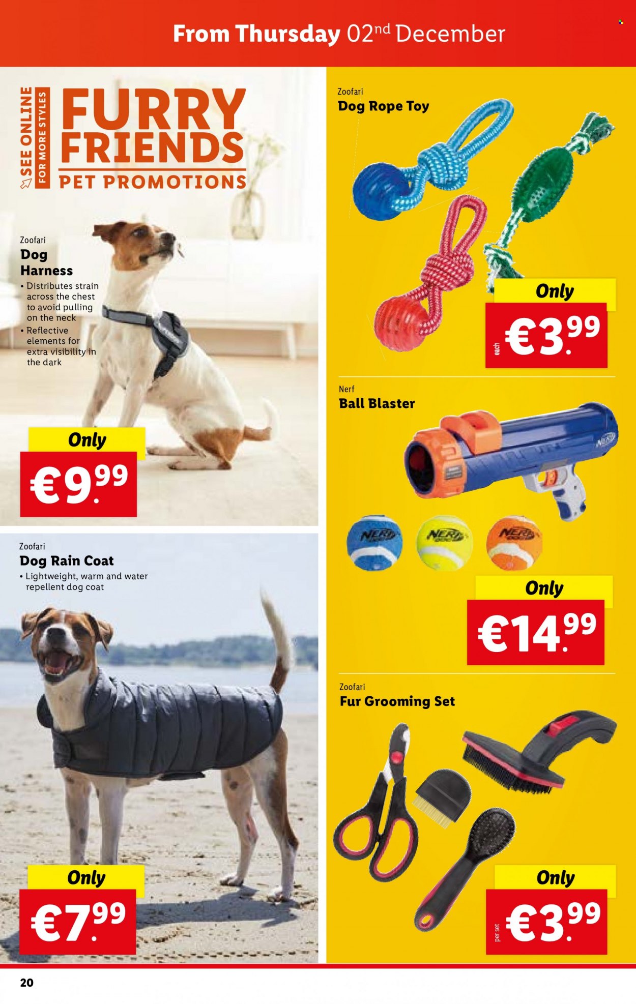 thumbnail - Lidl offer  - 02.12.2021 - 08.12.2021 - Sales products - grooming set, repellent, Nerf, dog harness, coat, rain coat, toys. Page 20.