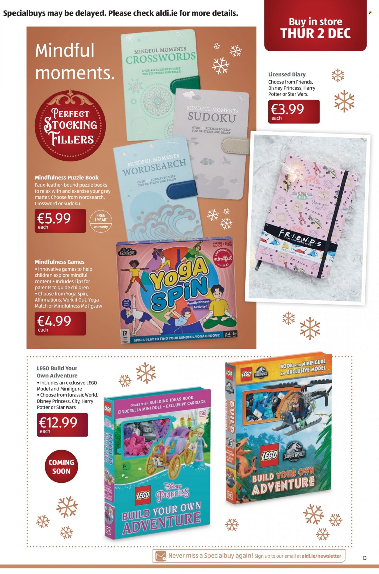 thumbnail - Aldi offer  - 02.12.2021 - 08.12.2021 - Sales products - Disney, Harry Potter, diary, book, Moments, LEGO, puzzle, minifigure, princess. Page 13.