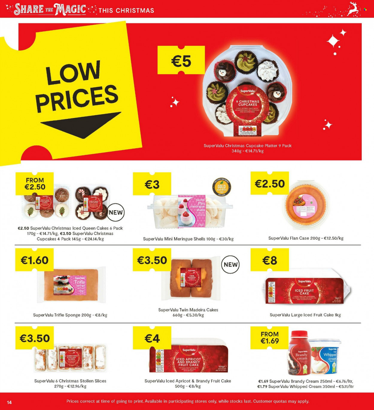 thumbnail - SuperValu offer  - 09.12.2021 - 22.12.2021 - Sales products - cake, cupcake, stollen, apricots, whipped cream, frosting, brandy. Page 14.