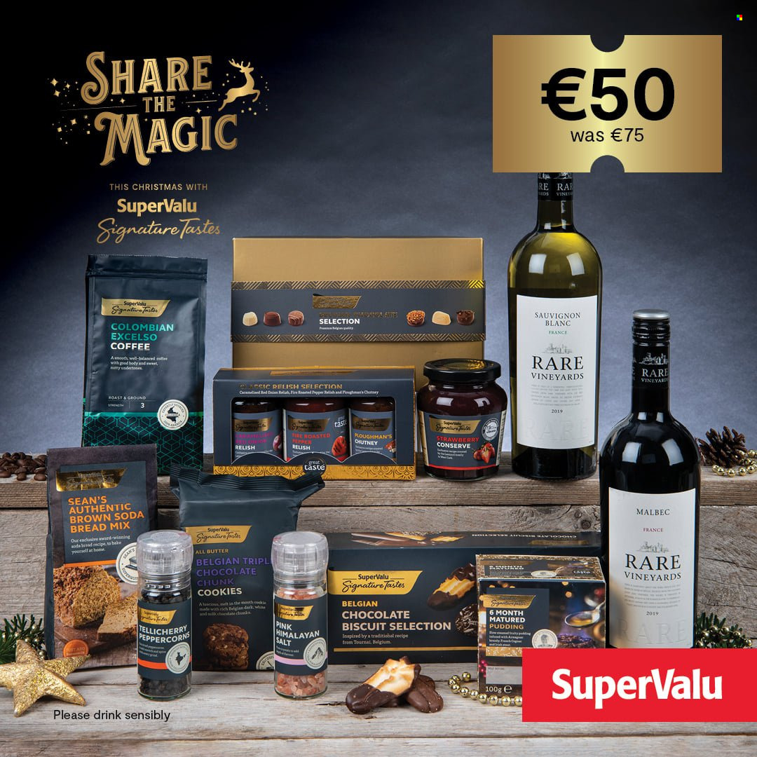 thumbnail - SuperValu offer  - Sales products - bread, soda bread, pudding, cookies, chocolate, biscuit, chutney, coffee, wine, Sauvignon Blanc. Page 2.