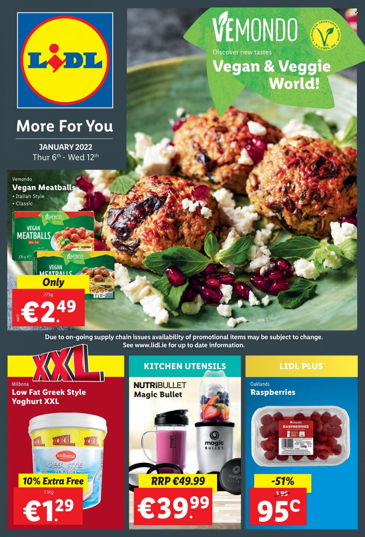 thumbnail - Lidl offer  - 06.01.2022 - 12.01.2022 - Sales products - meatballs, yoghurt, utensils, NutriBullet. Page 1.