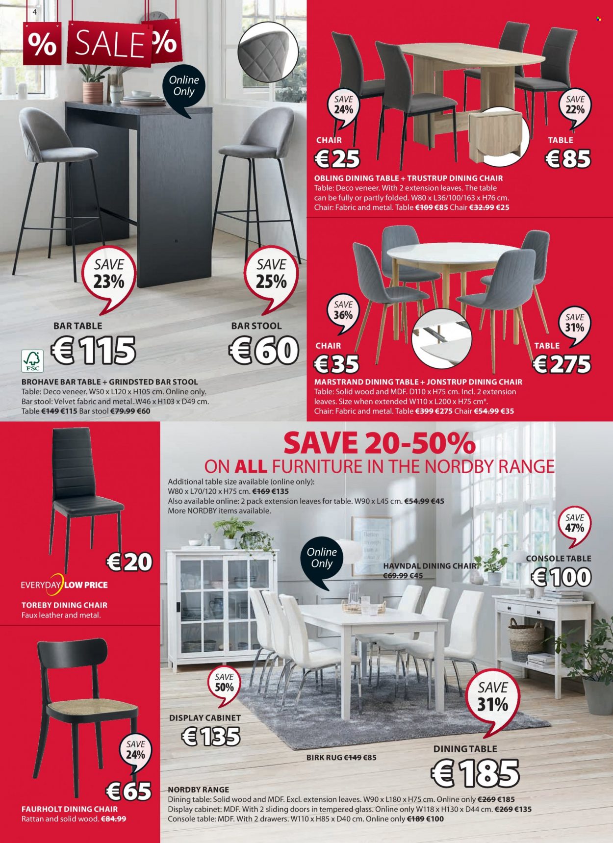 thumbnail - JYSK offer  - 30.12.2021 - 12.01.2022 - Sales products - cabinet, dining table, stool, chair, bar stool, dining chair, coctail table, chair pad, rug. Page 4.