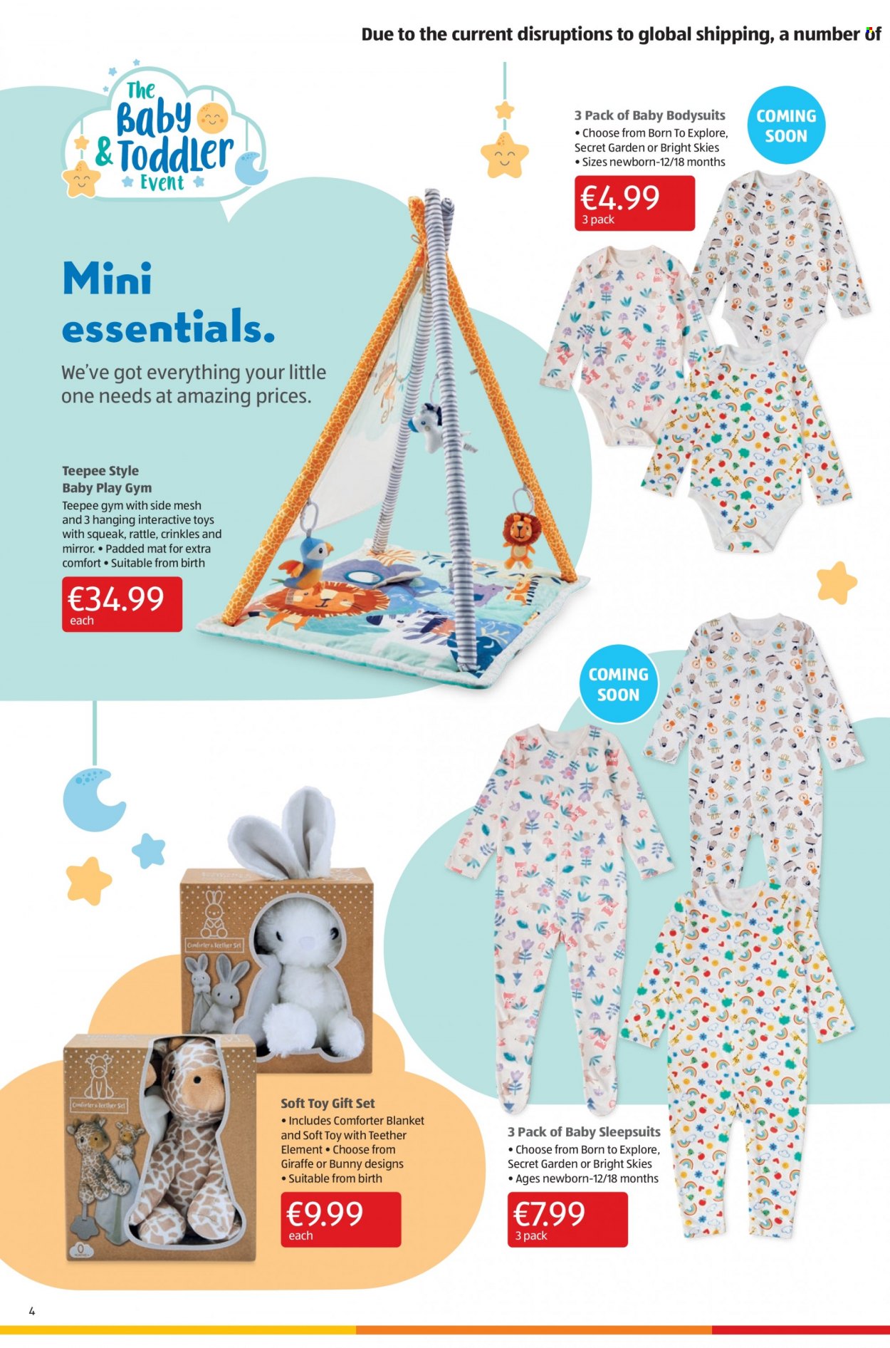 thumbnail - Aldi offer  - 06.01.2022 - 12.01.2022 - Sales products - gift set, comforter, bodysuit, rattle, toys. Page 4.