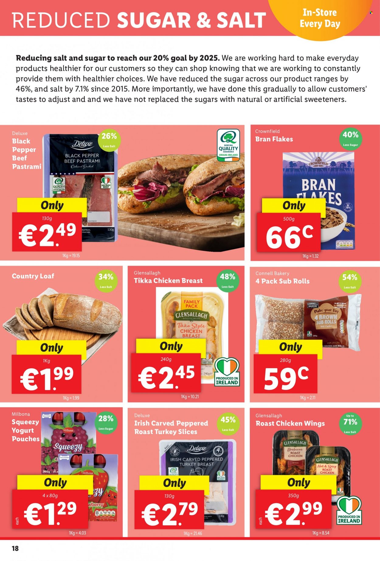thumbnail - Lidl offer  - 13.01.2022 - 19.01.2022 - Sales products - chicken roast, pastrami, yoghurt, chicken wings, bran flakes, black pepper, chicken breasts, beef meat, goal, Tikka. Page 18.