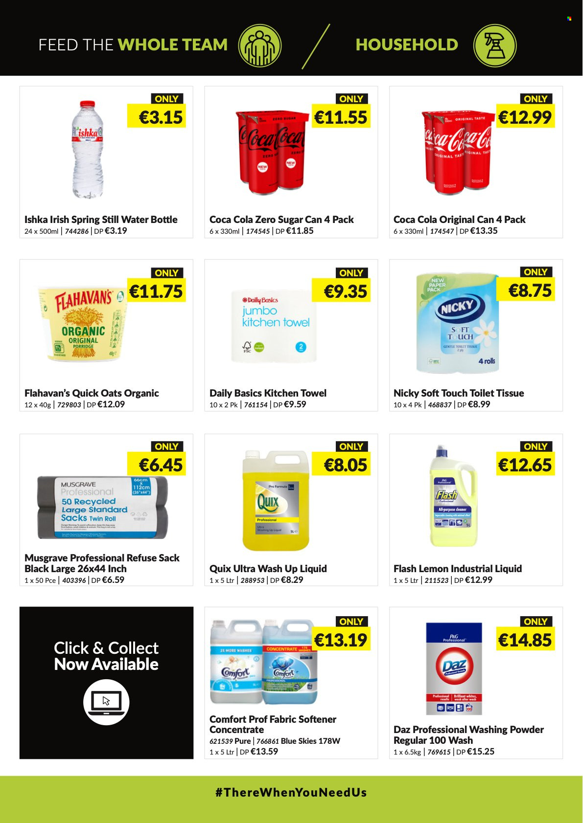 thumbnail - MUSGRAVE Market Place offer  - 09.01.2022 - 29.01.2022 - Sales products - oats, porridge, Quick Oats, Coca-Cola, Coca-Cola zero, mineral water, bottled water, toilet paper, kitchen towels, fabric softener, laundry powder, Daz Powder, drink bottle, paper. Page 2.