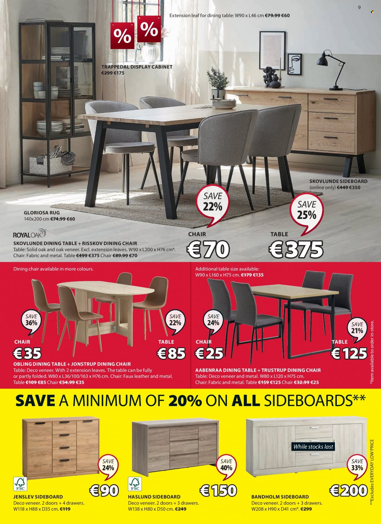 thumbnail - JYSK offer  - 13.01.2022 - 26.01.2022 - Sales products - cabinet, dining table, chair, dining chair, sideboard, chair pad, rug. Page 9.