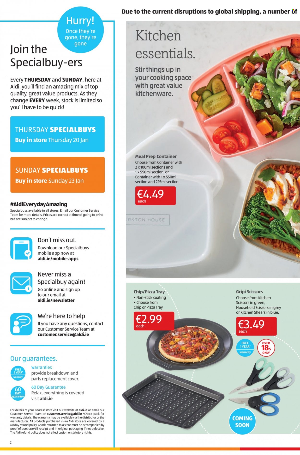 thumbnail - Aldi offer  - 20.01.2022 - 26.01.2022 - Sales products - pizza, tray, container, scissors. Page 2.