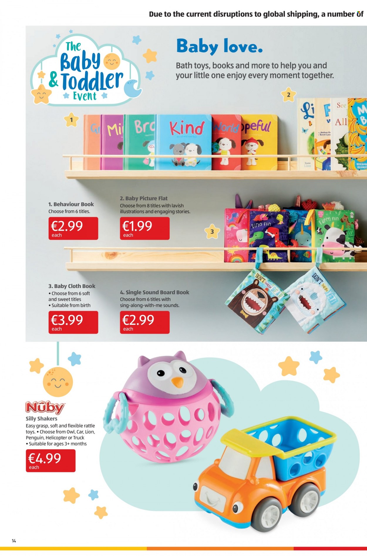 thumbnail - Aldi offer  - 20.01.2022 - 26.01.2022 - Sales products - book, rattle, penguin, owl, toys, helicopter. Page 14.