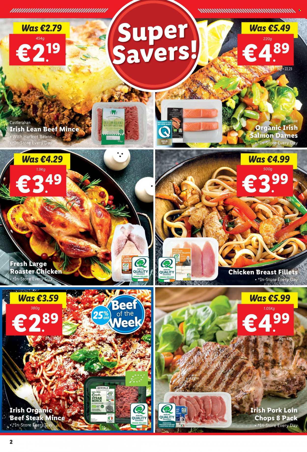 thumbnail - Lidl offer  - 20.01.2022 - 26.01.2022 - Sales products - beans, salmon, chicken breasts, beef meat, beef steak, ground beef, steak, pork loin, pork meat, roaster. Page 2.