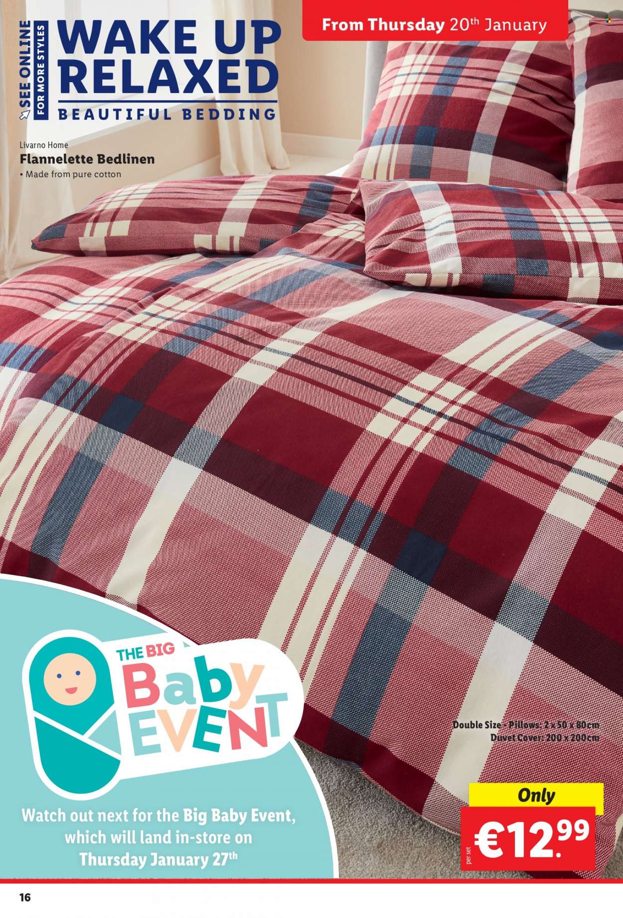 thumbnail - Lidl offer  - 20.01.2022 - 26.01.2022 - Sales products - bedding, pillow, watch. Page 16.