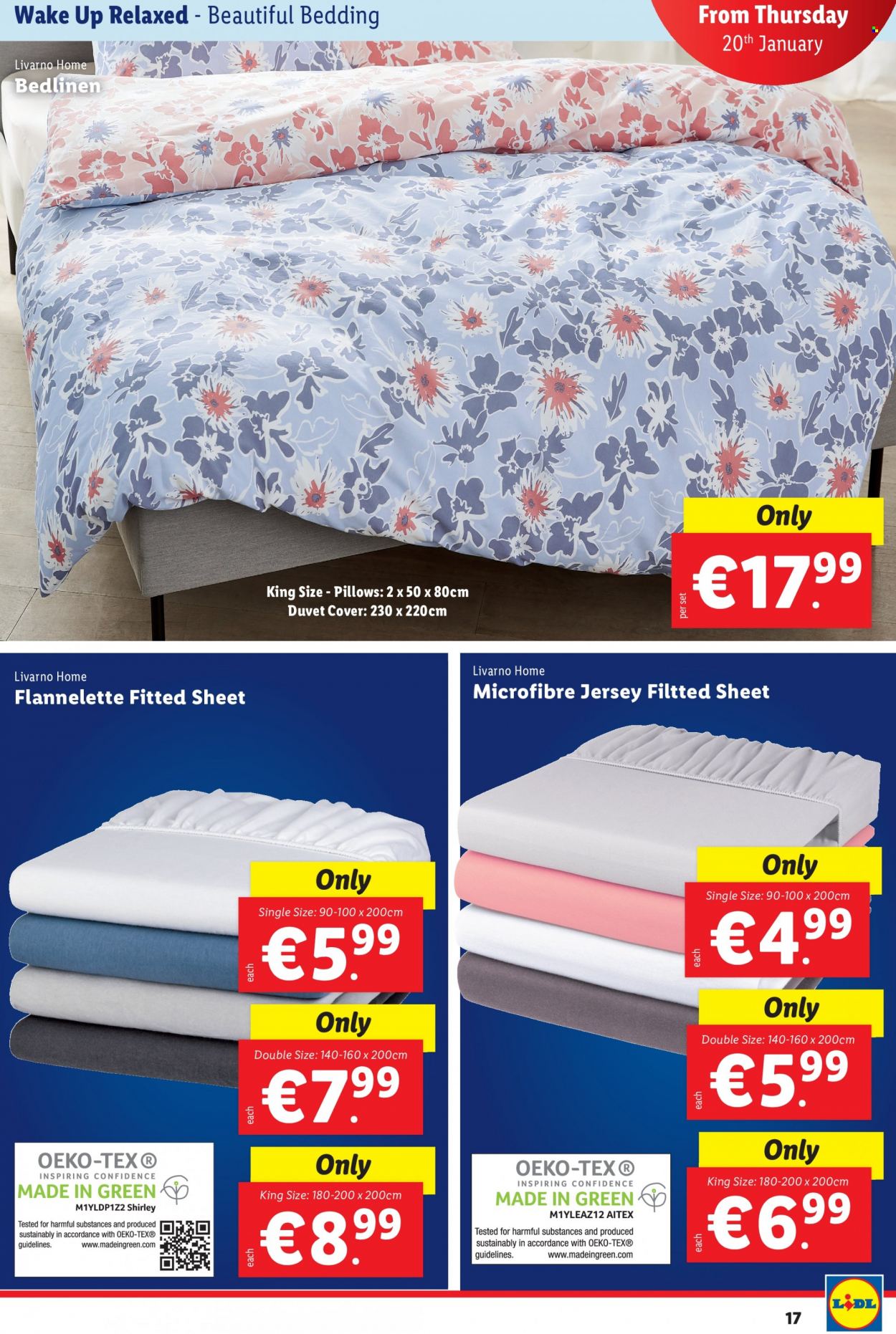 thumbnail - Lidl offer  - 20.01.2022 - 26.01.2022 - Sales products - bedding, duvet, pillow, jersey. Page 17.