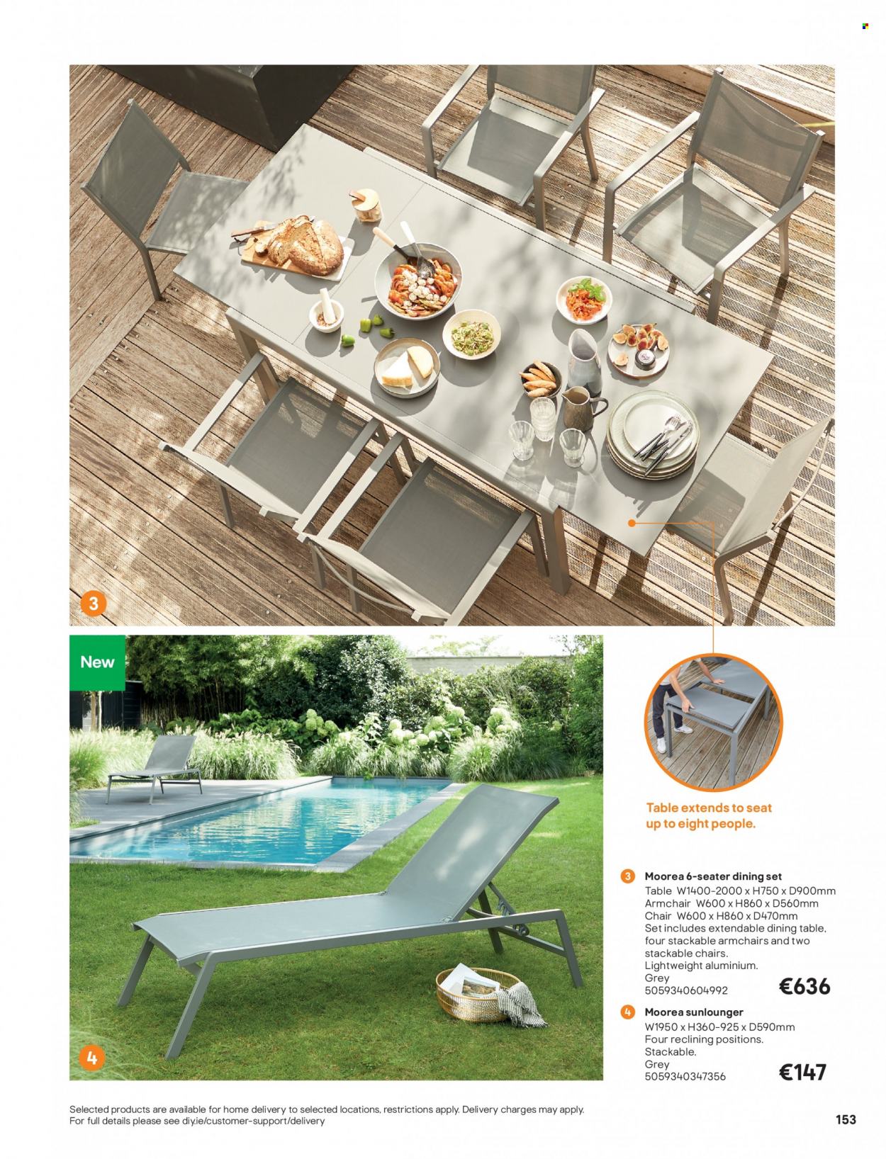 thumbnail - B&Q offer  - Sales products - dining set, dining table, table, chair, arm chair. Page 153.
