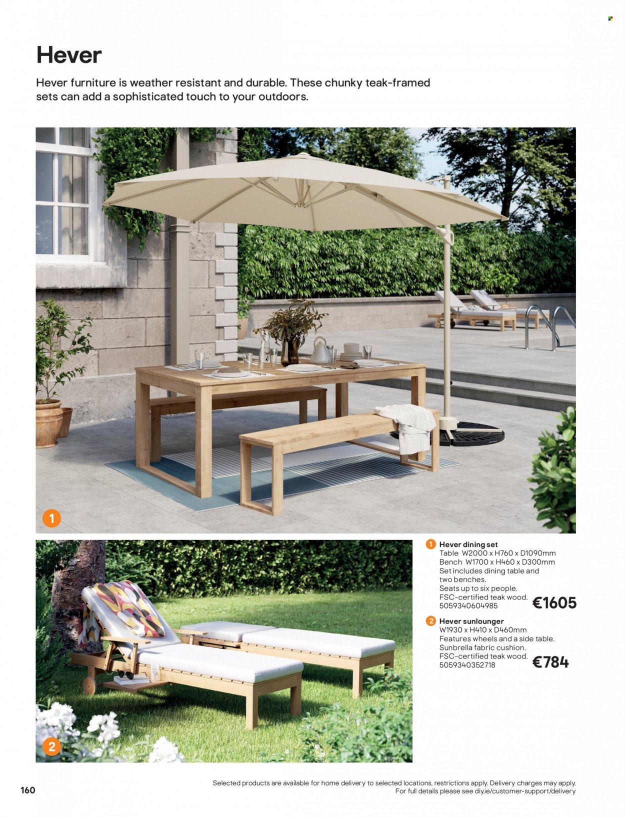 thumbnail - B&Q offer  - Sales products - dining set, dining table, table, bench, sidetable, cushion. Page 160.