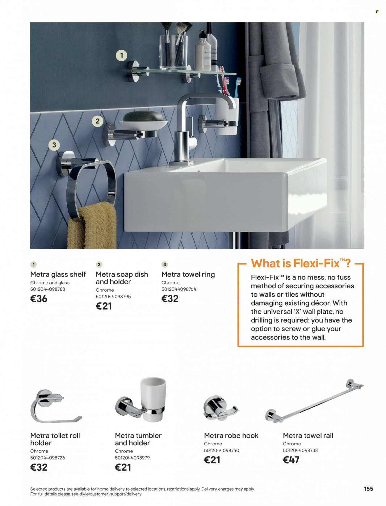 thumbnail - B&Q offer  - Sales products - shelves, soap dish, toilet roll holder, towel hanger, holder, hook. Page 155.