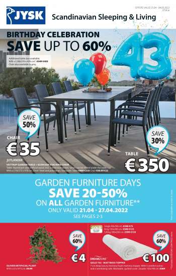 JYSK offer  - 21.4.2022 - 4.5.2022.