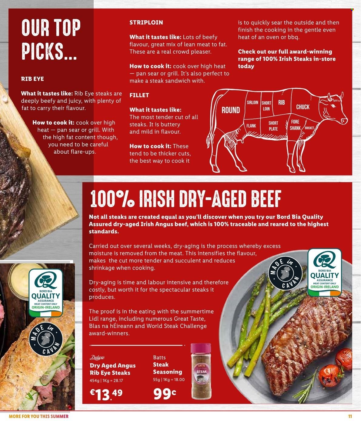 thumbnail - Lidl offer  - Sales products - sandwich, spice, beef meat, steak, Plenty, plate, pan, oven, grill, succulent. Page 11.