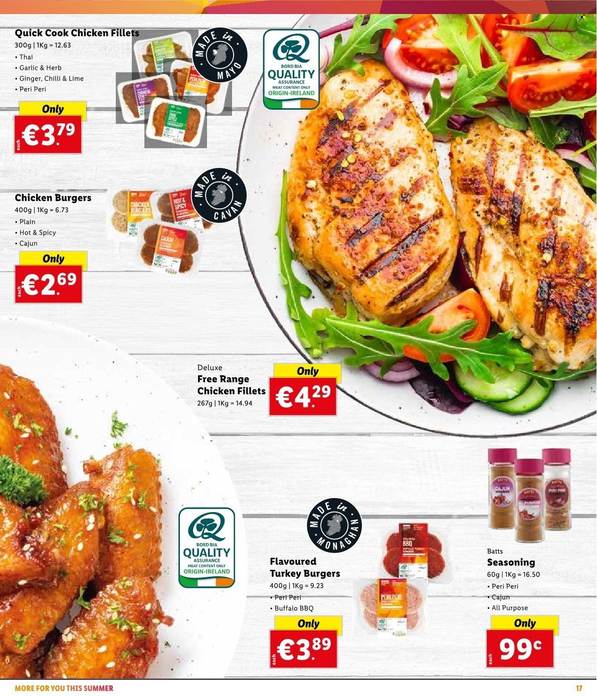 thumbnail - Lidl offer  - Sales products - ginger, hamburger, mayonnaise, spice, turkey burger. Page 21.