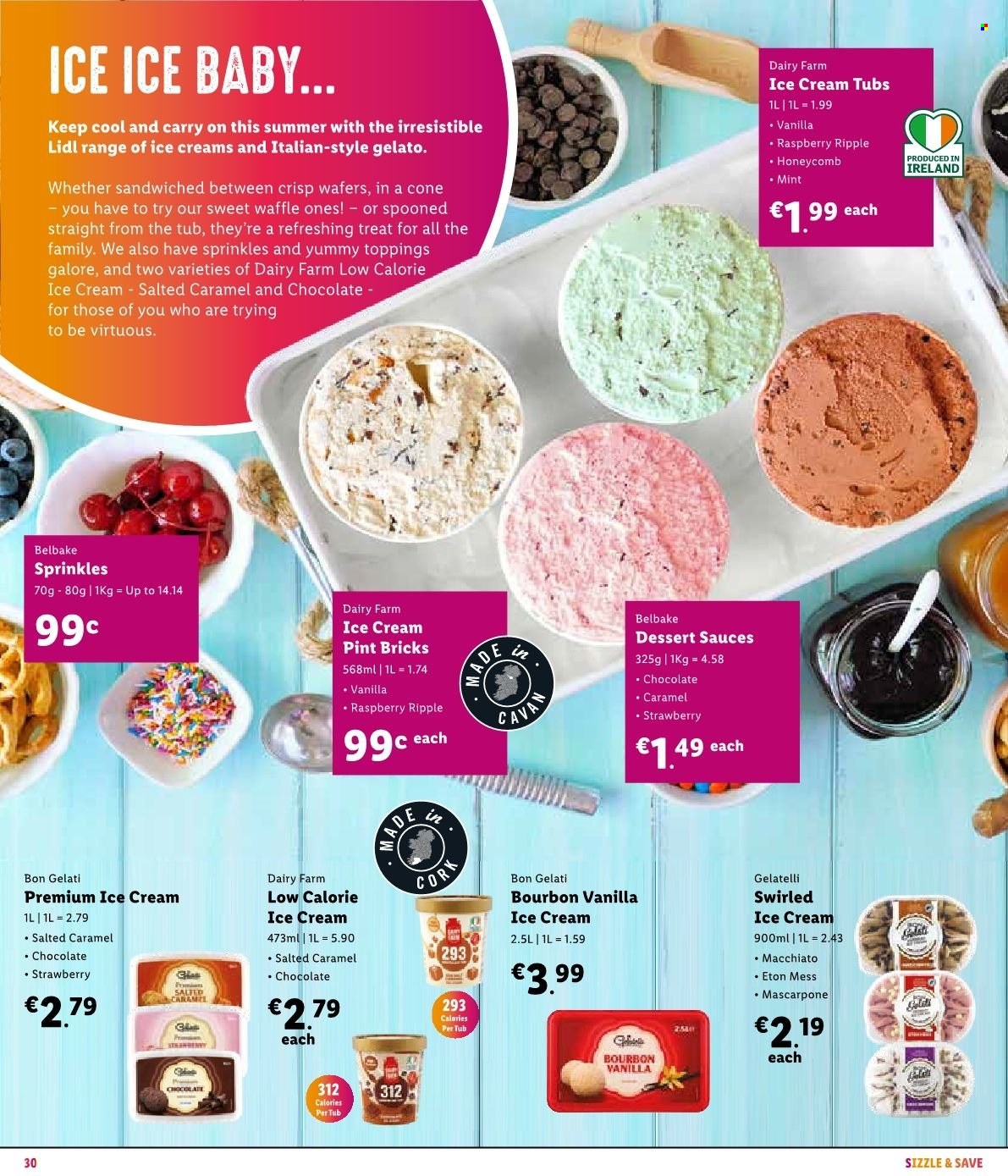 thumbnail - Lidl offer  - Sales products - mascarpone, ice cream, gelato, wafers. Page 34.