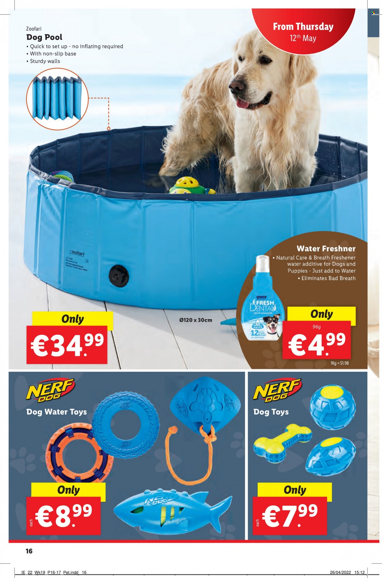 thumbnail - Lidl offer  - 12.05.2022 - 18.05.2022 - Sales products - Nerf, dog toy, pool. Page 16.