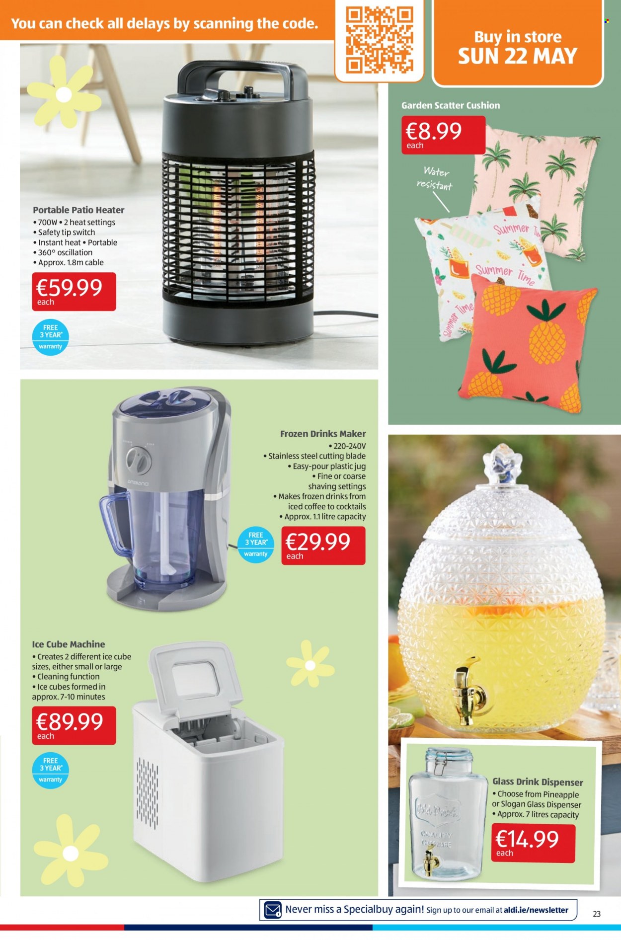 thumbnail - Aldi offer  - 19.05.2022 - 25.05.2022 - Sales products - ice cubes, switch, iced coffee, dispenser, cushion. Page 23.