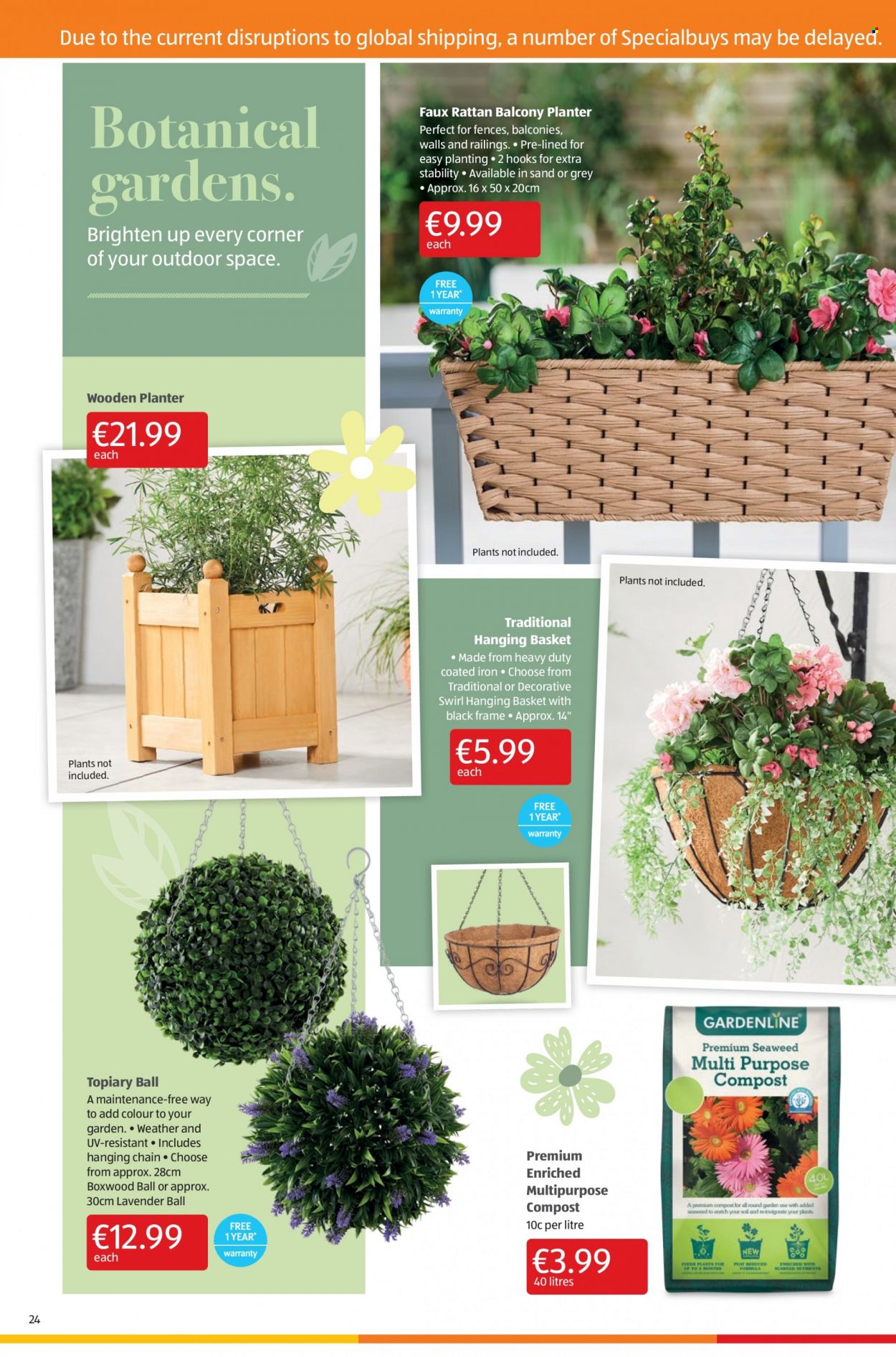 Aldi offer  - 19.5.2022 - 25.5.2022 - Sales products - basket, plant. Page 24.