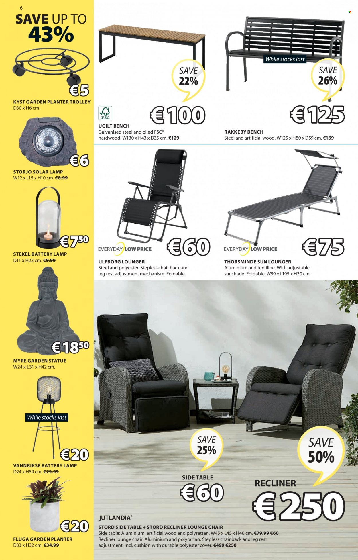 thumbnail - JYSK offer  - 19.05.2022 - 01.06.2022 - Sales products - trolley, table, chair, bench, recliner chair, lounge, sidetable, cushion, lamp. Page 6.