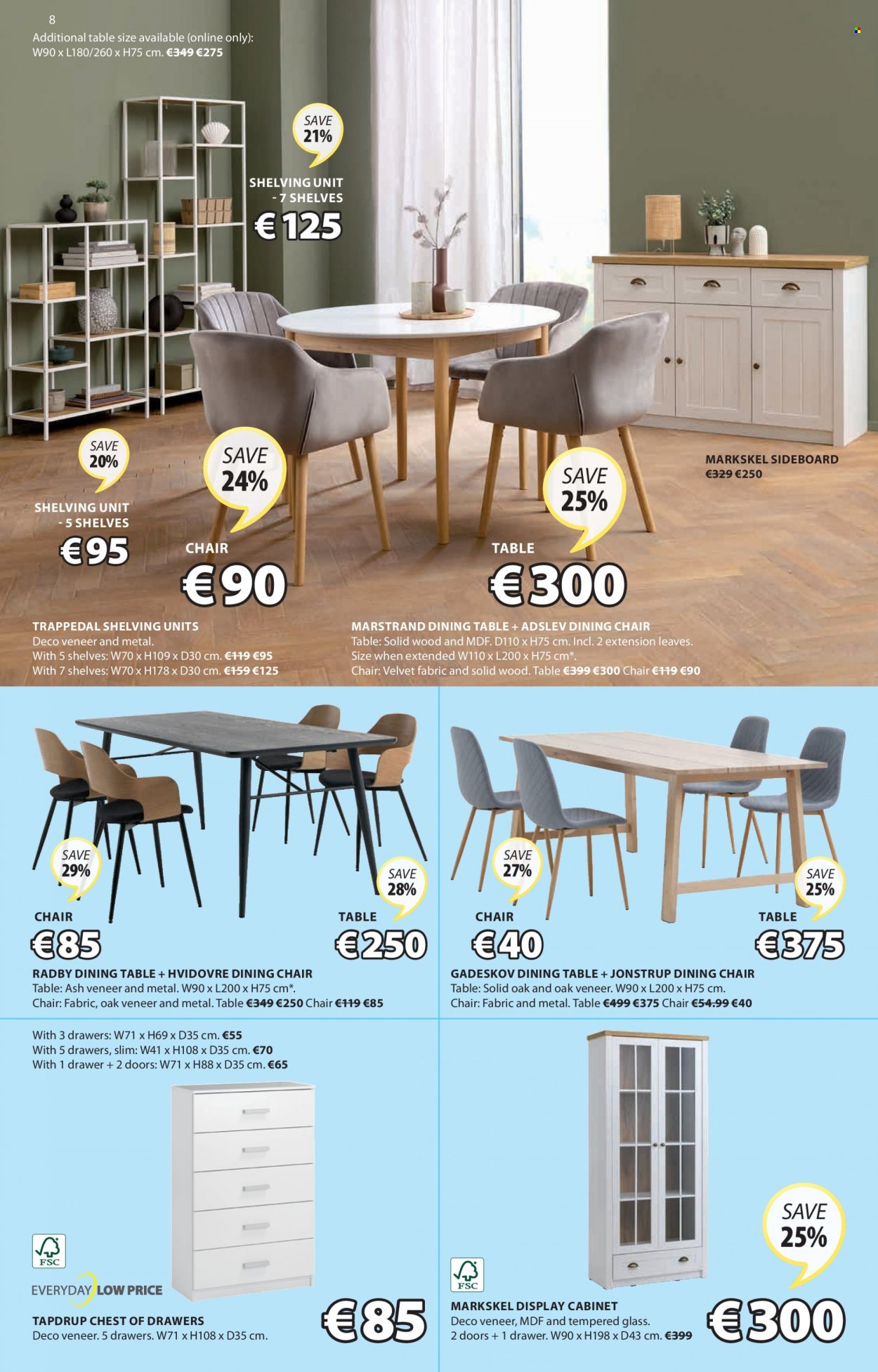 thumbnail - JYSK offer  - 19.05.2022 - 01.06.2022 - Sales products - cabinet, dining table, table, chair, dining chair, sideboard, chest of drawers, shelves, shelf unit, chair pad. Page 8.