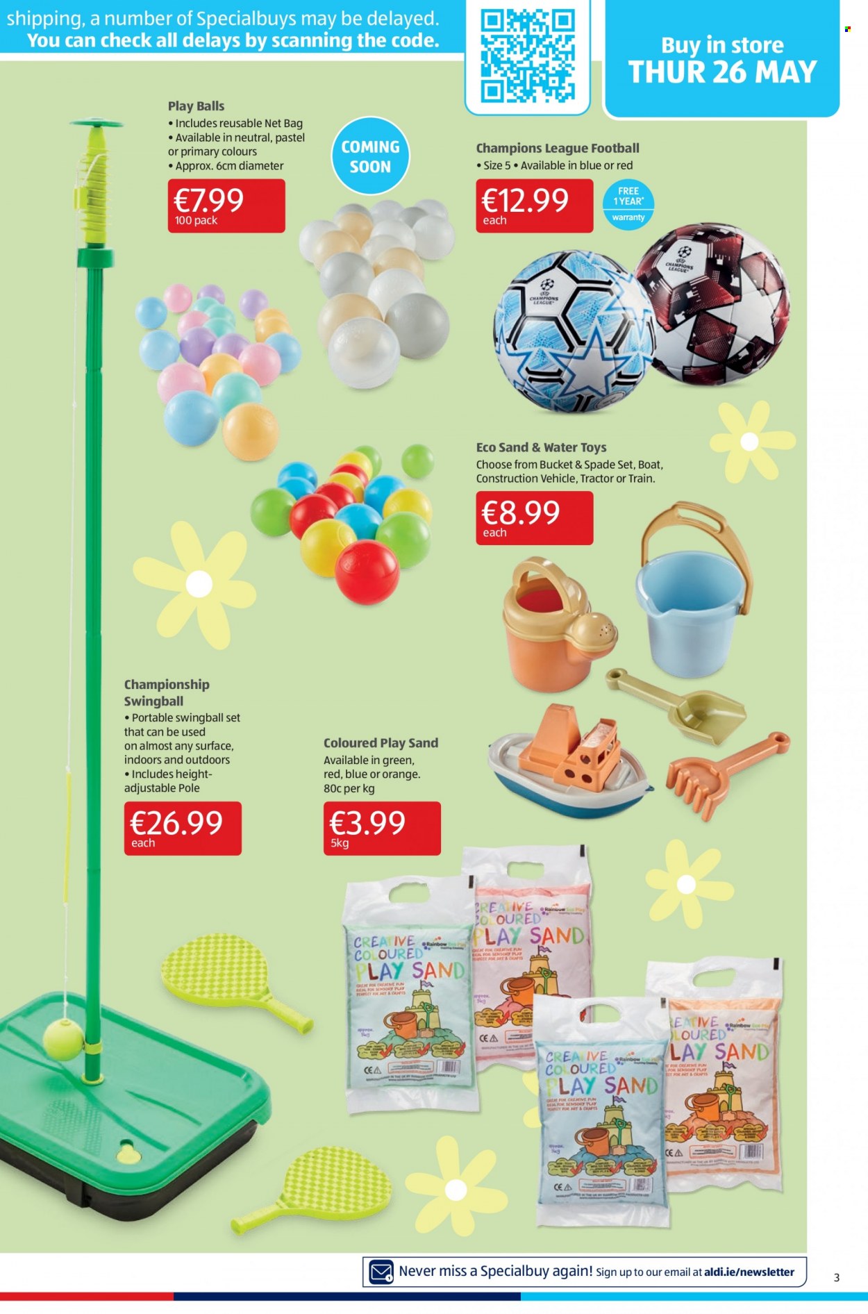 thumbnail - Aldi offer  - 26.05.2022 - 01.06.2022 - Sales products - oranges, toys, vehicle, train, tractor, boat, spade. Page 3.