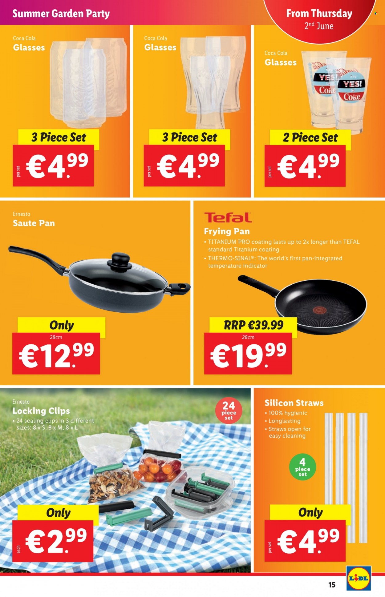 thumbnail - Lidl offer  - 02.06.2022 - 08.06.2022 - Sales products - Tefal, Coca-Cola, Ernesto, pan, straw. Page 15.