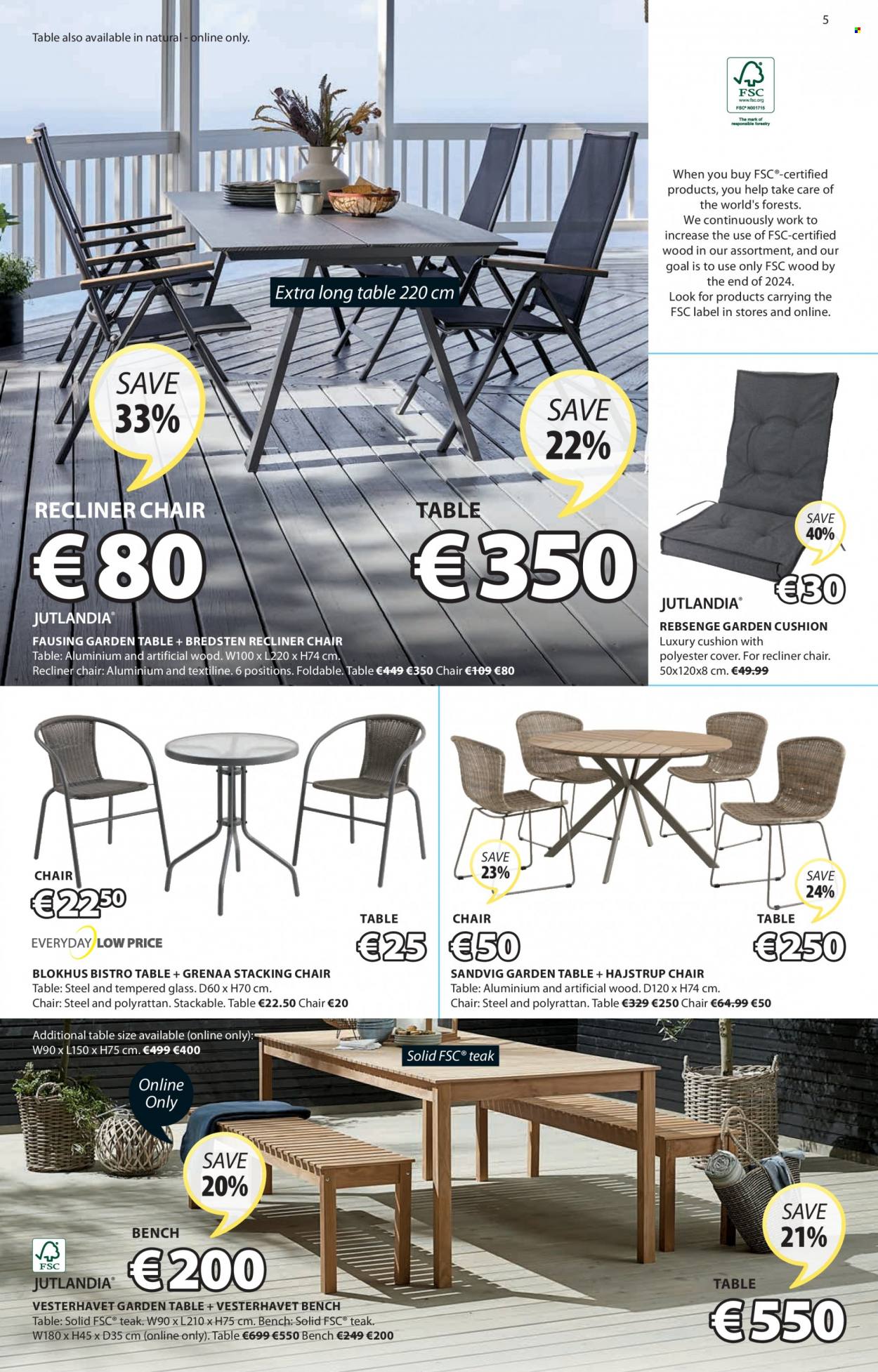 thumbnail - JYSK offer  - 26.05.2022 - 08.06.2022 - Sales products - table, chair, bench, recliner chair, cushion. Page 5.