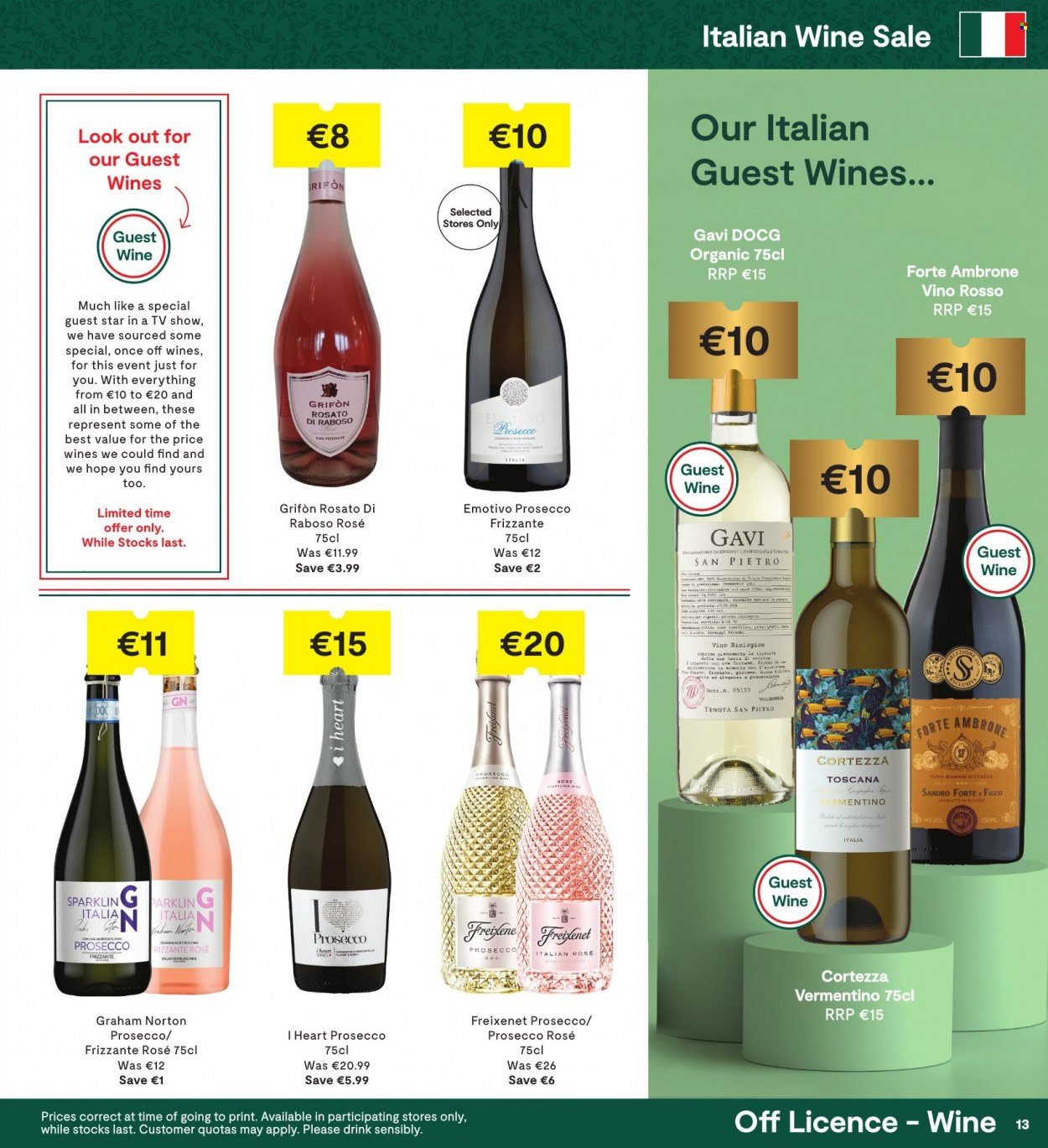 thumbnail - SuperValu offer  - 26.05.2022 - 08.06.2022 - Sales products - white wine, prosecco, wine, rosé wine. Page 13.